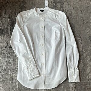NWT Ann Taylor White Ruffle Collar Button Down Shirt Size XS